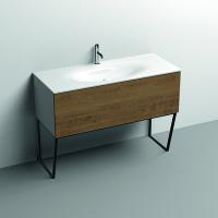 KERASAN SHAPE MOBILE База подвесная 1220х520 мм., напольный, 1 ящик, боковины белые, ножки черные матовые, фронт дуб