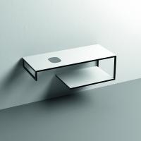 KERASAN LOUISE Структура металлическая подвесная 120 см, нерж сталь, с полкой, с отв под раковину,с полотенцедерж, цвет белый матовый