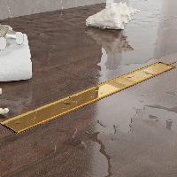 Plumberia Selection Трап душевой PS LINEAR 6x90 2устор. накладка из нерж.стали, комбинир.затвор с горизонт. Выпуском Ду 50мм,40л/мин, золото 24К