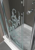 KERASAN Душ. ограждение для квадратного поддона 1340 100х100x180см, проф.хром, прозрачное стекло+мат.декор