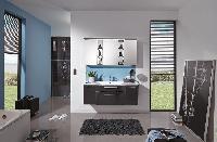 Puris, Linea 130 см: зеркальный шкаф, тумба, раковина из минерального литья с подсветкой, цвет старый вяз