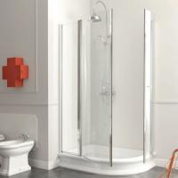 KERASAN Д/кабина DX h187см "полукруг", 2 дв распашн, для подд 1332 80x120 DX, проф.хром, стекло проз