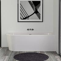 KNIEF Wall Corner L Ванна в правый угол 180х80х60см, с щел. переливом,сливной клапан черный матовый, ванна цвет белый глянцевый