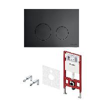 TECEspring Base Комплект 3 в 1 инсталяция, панель смыва LT с круглыми кнопками, черный матовый