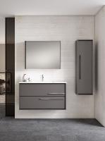 Visobath Aqua, тумба 80 см, 2 ящика c хромированными ручками, цвет пепельный матовый лак (Ceniza)