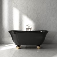 Devon Aurora Bijoux Ванна 171х87хh74 см, отдельностоящая, ножки Sfera - цвет золото светлое, цвет ванны черный глянцевый снаружи и внутри