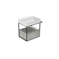 AZZURRA ELEGANCE SQUARED  Структура под раковину 680х445х520 мм., 1 ящик, полотенцедержатель, цвет структуры черный матовый, цвет ящика Cement