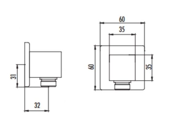 CREAVIT Выход для подключения душевого шланга квадратный A03 