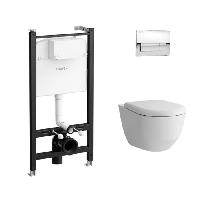 Laufen Pro Унитаз подвесной, безободковый смыв Rimless, с инсталляцией, сиденье с крышкой SC, панель смыва хром глян (СПЕЦцена с нашего склада!)