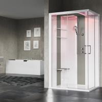 NOVELLINI SKILL A Душевая кабина 1200х800х2175 мм., левая, Essential, поддон 125 мм., смес термос, стенки бел глянц, вставки Light grey, стекло прозр