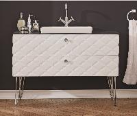 Puris Diamond Line, тумба (с черной столешницей из кварца) 1200 мм + накладная раковина из минерального литья 600 мм, цвет тумбы белый диамант