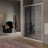 SAMO VB Дверь в нишу/для боковой стены 116-122х200cм, проф. и ручка хром, стекло прозрачное с декором матовым  N6