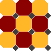  4421/20 OCT14-B Brick Red 20 Ochre Yellow 21 OCTAGON/Black 14 Dots 30x30 см