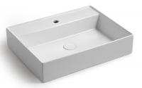 White Ceramic Like, накладная/подвесная прямоугольная раковина с отверстием п/с 60x46x13h см, цвет белый глянцевый