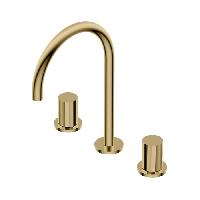 Ritmonio Diametro35 Impronte ВСмеситель для раковины на 3 отв, излив 160мм, цвет Brushed Gold (без ручек)