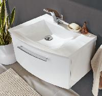 Puris For Guests, тумба + раковина правая 600 мм из минер. литья, цвет белый высокоглянцевый