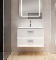 Visobath Delta, тумба 80 см, 2 ящика c черными ручками, цвет кварцевый матовый лак (Quarzo)