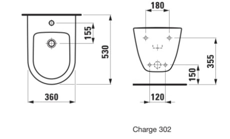 Laufen Pro Биде подвесное 53x36см, с 1 отв. под смеситель,  без боковых отверстий для подвода воды, цвет: белый (со склада продаем с унитазом PRO!) 