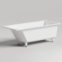 Salini CASCATA KIT Встраиваемая ванна с прямоугольной чашей 1698х750х600мм, ножки, донный клапан "Up&Down", сифон S-Sense, белый глянцевый