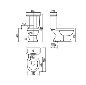 XX CREAVIT KLASIK Унитаз напольный с выходом в пол (Sсифон) KL300.00100 