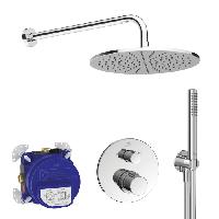 Ideal Standard Ceratherm T100 Душ комплект: встроен. термостат+наруж. часть с перекл.,  руч душ+, верх. душ: 300 мм+штанга: 400 мм цвет: хром