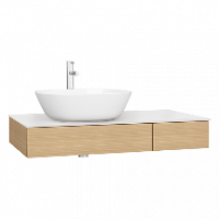 Модуль 90 см под раковину с выдвижным ящиком, левосторонний, дуб (необходимо дополнительно заказывать столешницу и накладную раковину)