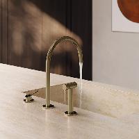 Newform N21 Смеситель для кухни на 3 отв, с ручным душем, излив 222 мм, цвет: Brushed p. Gold