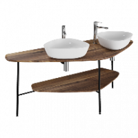 Plural столешница под 2 раковины, 160 см, массив, цвет темный дуб