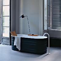 Agape Vieques Ванна из стали отдельностоящая 171x72.6x63.5 см, со спинкой цвета дерево, цвет: темно-серый (без выпуска/сифона MET0433WUZ)