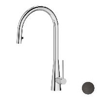 Newform Ycon Смеситель для кухни на 1 отв, с выдвижным изливом,  излив 266 мм, цвет: PVD Brushed gun metal