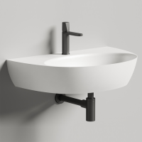 Salini ALDA WALL 03  Раковина на столешницу 600х710х150 мм, без донного клап, сифон,  слив-пер, мат-л: S-Sense, глянцевый, белый. Фурнитура: белая.