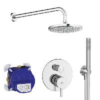 Ideal Standard Ceraline Душевой комплект: встроен. часть смес+наруж. часть с перекл.,  ручным душем, верх. душ: 200 мм+штанга: 400 мм цвет: хром