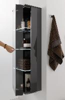 Puris B-Classy, средний шкаф 40 см левый (1 стеклянная дверь, 3 полки с посветкой), цвет лак карбон