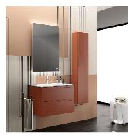 IBC Era 90 см: тумба, раковина с тонким бортиком из мин. литья (L409СM) и правый пенал 150х30 см, цвет мебели карамельный матовый