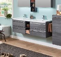 Marlin 3250star, тумба под двойную раковину 140 см (4 ящика, 2 полки), цвет включая полки белый шелковый глянец