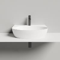 Salini ALDA WALL 02  Раковина 580х450х150 мм, с 1 отв под смеситель, без донного клап, сифон,  слив-пер, мат-л: S-Sense, глянцевый, белый