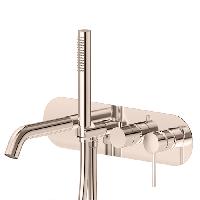 Newform XT Наружная часть встр. смесителя для ванны, излив 169 мм., ручной душ, кронштейн, на декоративной пластине (для 31031), цвет: Copper satin