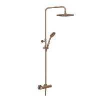 GESSI MINIMALISTIC SHOWER Душевая стойка с термостатическим смесителем, верхним душем Ø250 мм, ручным душем и шлангом 1500 мм, цвет Copper Brushed PVD