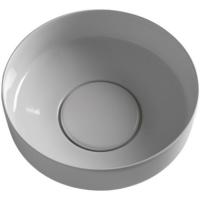 White Ceramic Was, накладная/с установкой на пъедестал круглая раковина 40x18h см, с накладкой, цвет белый глянцевый