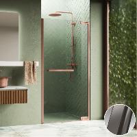 Дверь в нишу распашная 80 см (78,5-80x200) Novellini N180 N1801B80-1N, профиль Brushed black chrome, стекло прозрачное CrystalClear