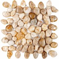 pixmosaic PIX267 из гальки White stone, чип произвольный, сетка 305х305 мм