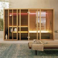 Effegibi Yoku SH Glass Сауна&Хаммам 342x170h214см, пристенная, цвет: сауна чёрный орех/Calacatta Gold Extra