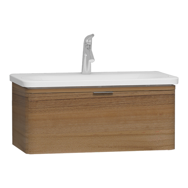 Тумба Nest с раковиной c 1м ящиком, 80 см, с LED подсветкой, цвет натуральная древесина 