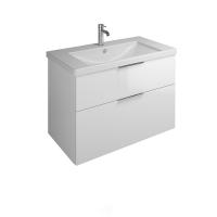BURGBAD Eqio База подвесная с керамическим умывальником 930х490х645 мм. 2 ящика с ручкой хром G0146., c 1 отв под смес.   цвет белый глянц F2009