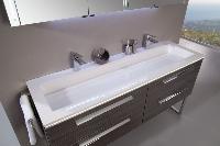 Puris Star Line, раковина из минерального литья усиленная с квадратной чашей на 2 смесителя 1600 мм, цвет белый