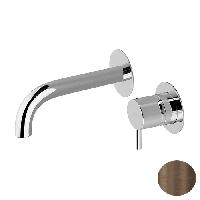 Смеситель для раковины на 2 отверстия из стены,излив 300 мм,внешняя часть,цвет темная матовая латунь