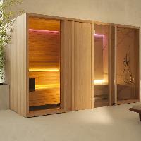 Effegibi Yoku SH Door Сауна&Хаммам 342x170h214см, пристенная, цвет: сауна чёрный орех/Calacatta Gold Extra