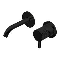 Ritmonio Diametro35 Встроенный однорычажный смеситель для раковины на 2 отв, излив 147 мм, цвет черный (без внутр части)