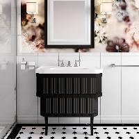 Devon&Devon Metropolitan ceramic Тумба из лакир дерева DEEP BLACK  89х87.5 с раковиной из белой керамики на 3 отв, планки крашенное дерево DEEP BLACK