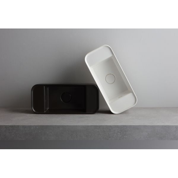 White Ceramic Geo Mini, накладная прямоугольная раковина 50,5x22,5x15h см, цвет черный матовый 